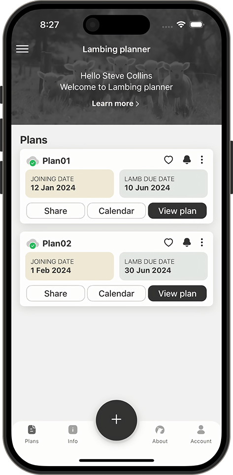 lambing planner home screen