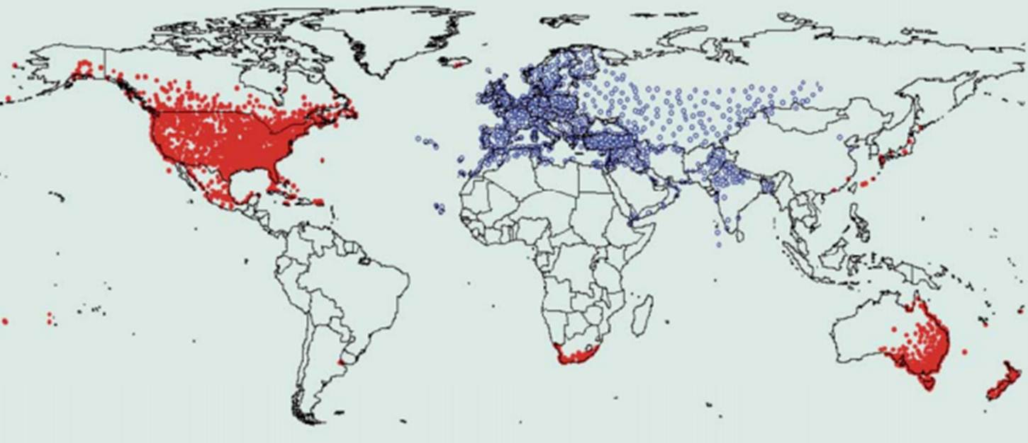 Starling distribution map
