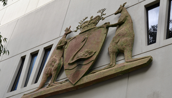 State crest on law court building