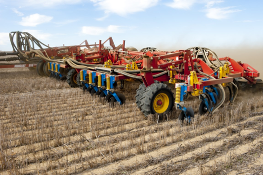 Seeder machine in stubble
