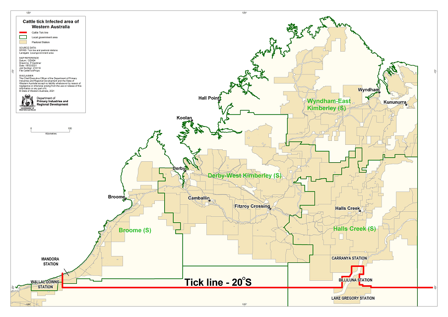 Cattle tick-infected area of Western Australia