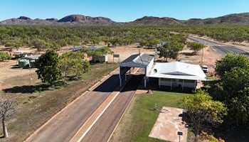Aerial of Quarantine WA border checkpoint Kimberley