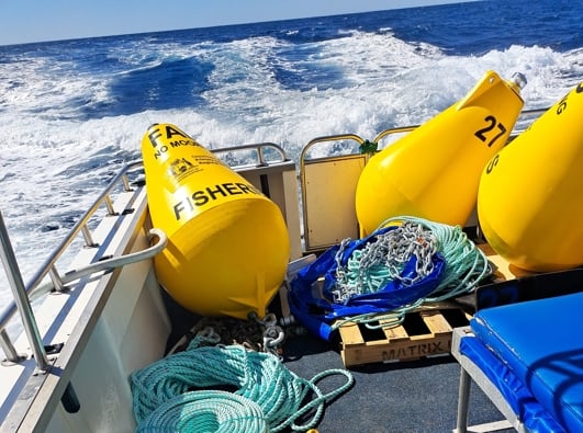 Fish Aggregation Devices on the back of a boat